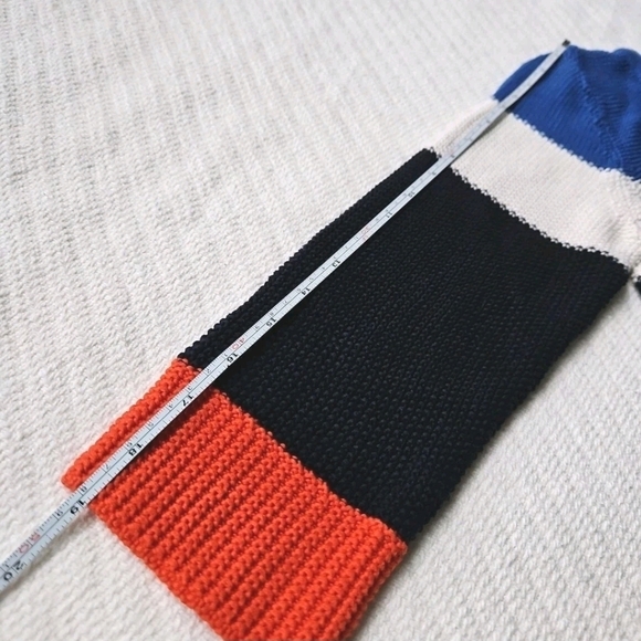Talbots Color Block Sweater Size M Blue White Orange Knit - Picture 6 of 7